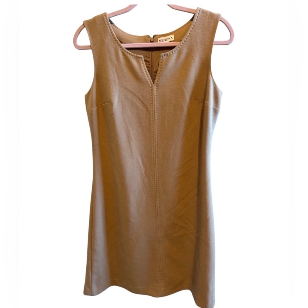 Merona Tan Sleeveless V Neck Dress Sz 8